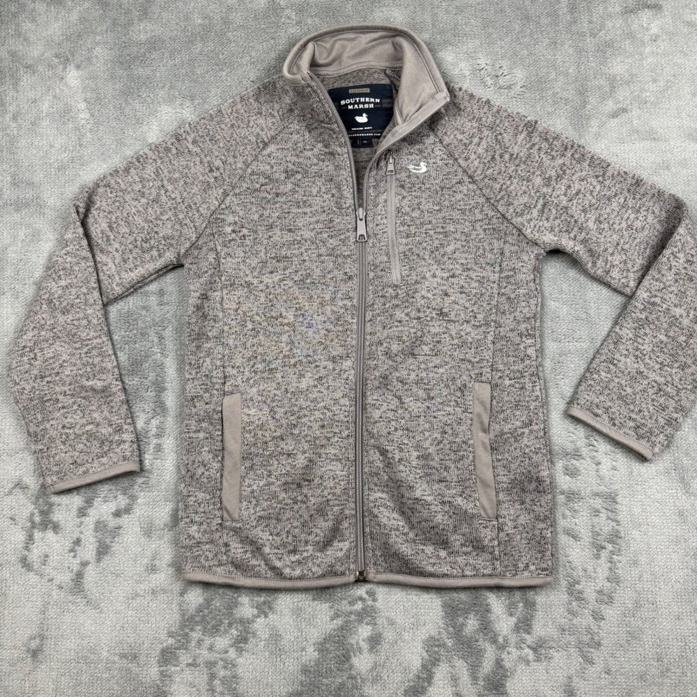 Southern Marsh Youth Medium Gray Marl Full Zip Sweater Fleece Jacket XSRG886